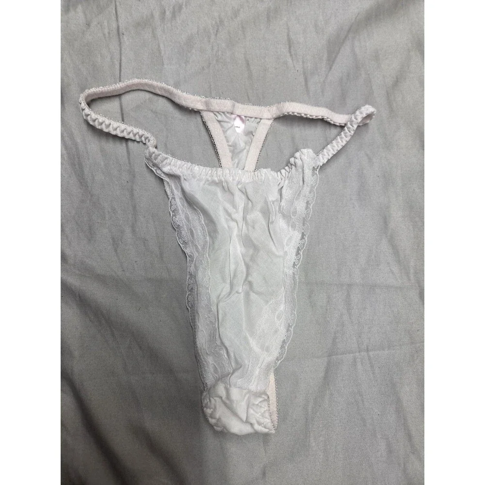 Y2K Victoria's Secret White Sheer Eyelet Babydoll & Thong Set Pink Tag Size S